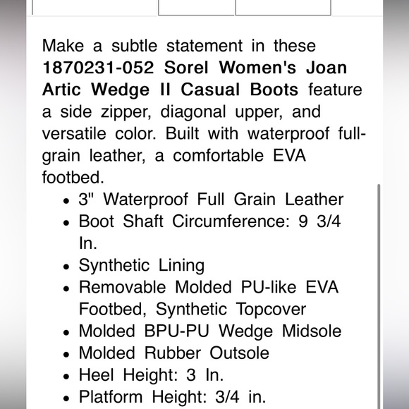 Sorel Ankle Boots Style Joan of Arctic Wedge Ankle Bootie! Grey Leather, Size 9! - Picture 2 of 11